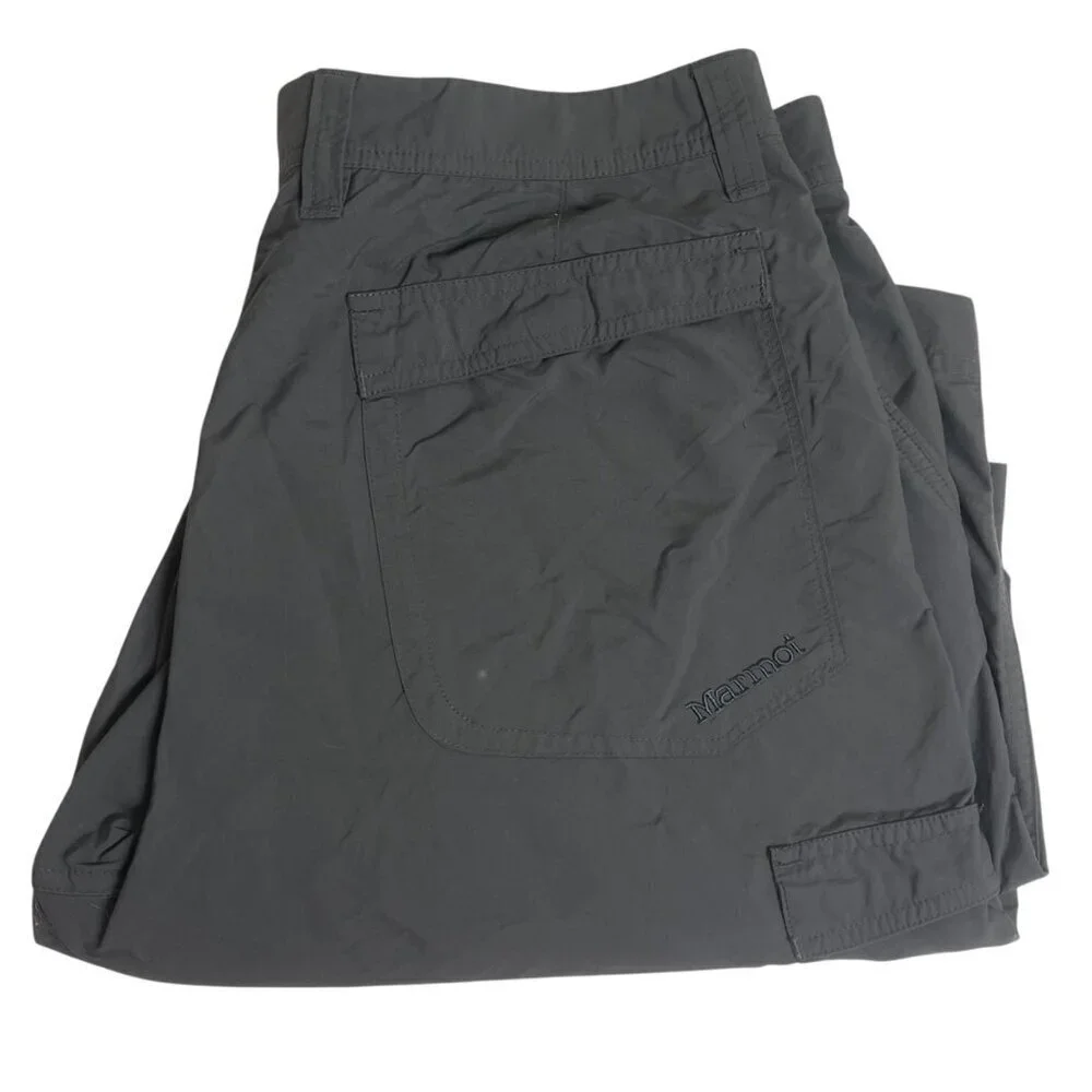 Marmot Men’s Gray Cargo Shorts – Size 34, Lightweight Nylon